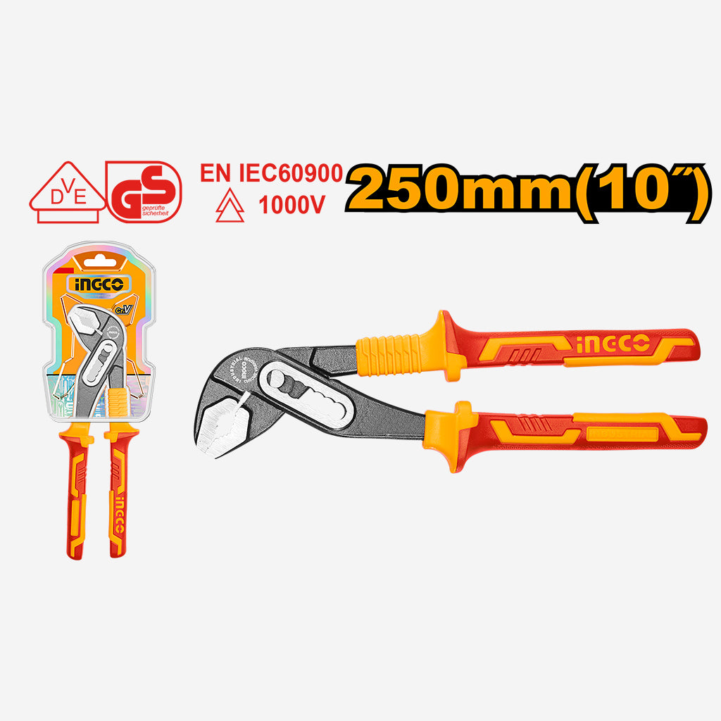 10"/250mm Insulated Black Finish, Polish Pump Pliers Durable 1000v HIPP28250 ING-HT