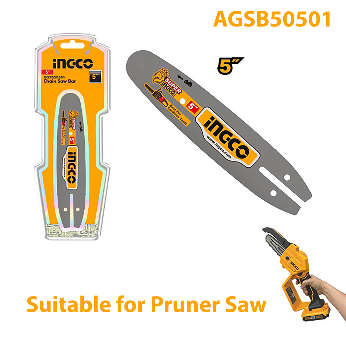 5inches Chain Saw Bar Suitable for Pruner Saw Bar AGSB50501 ING-HT