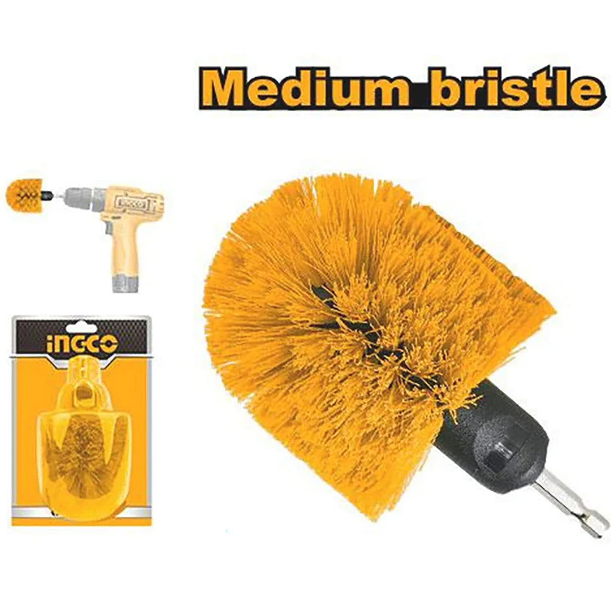 1pc Medium Bristle 360-Degree Round Brush Cleaning Tools WCBM1360 ING-HT