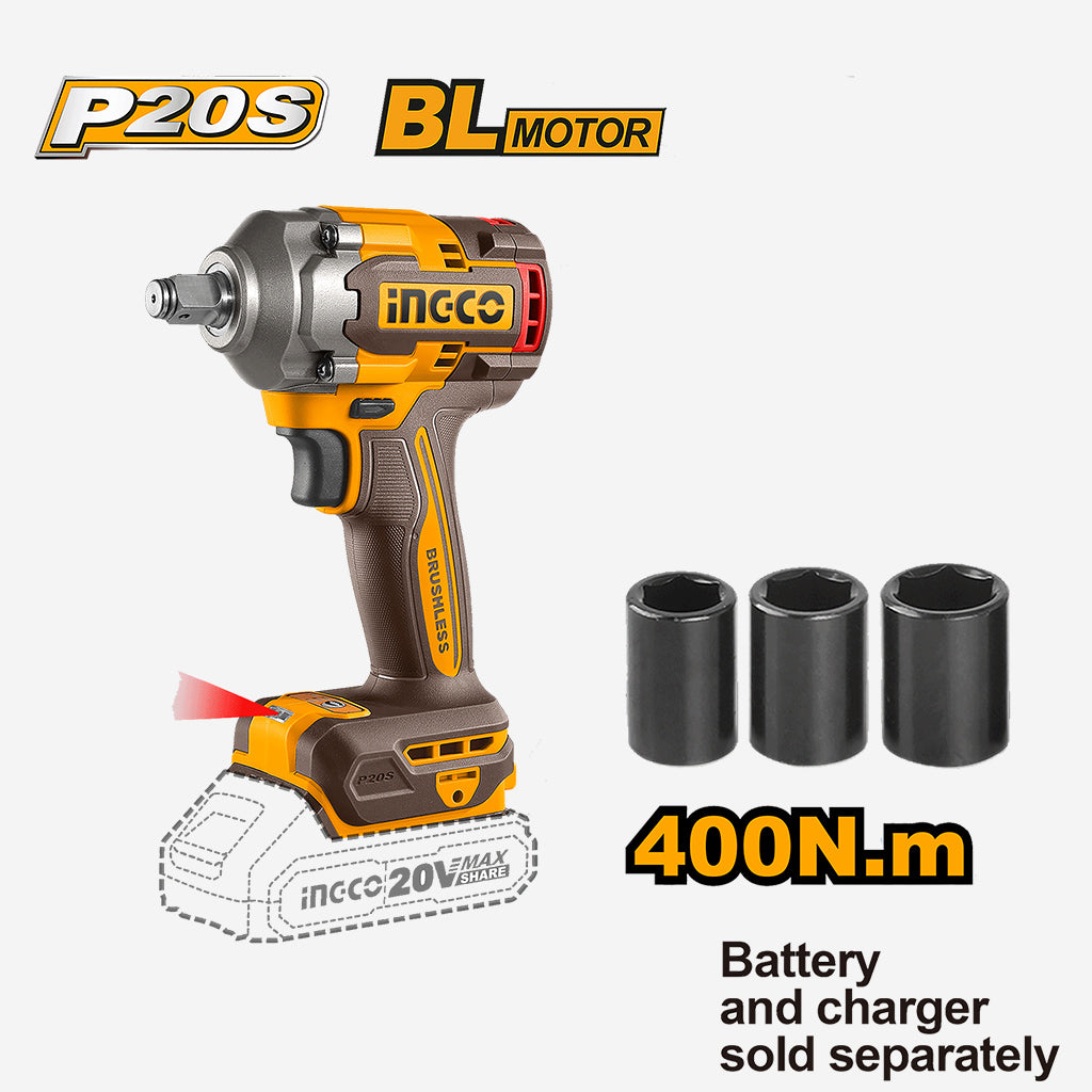 P20S 20V Brushless Cordless Impact Wrench Lithium-Ion CIWLI2038 ING-CT