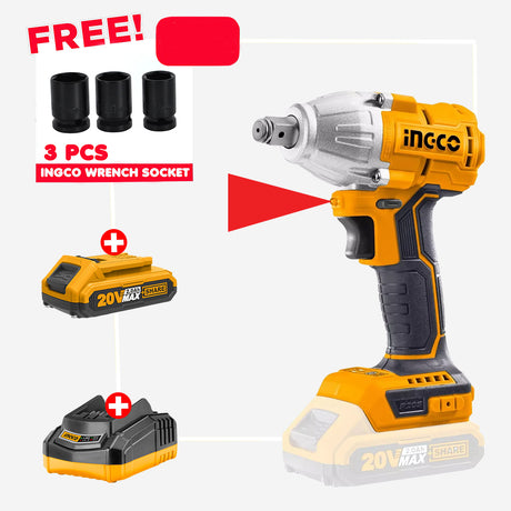 Ingco P20S 20V Brushless Cordless Impact Wrench Lithium-Ion CIWLI2038 ING-CT