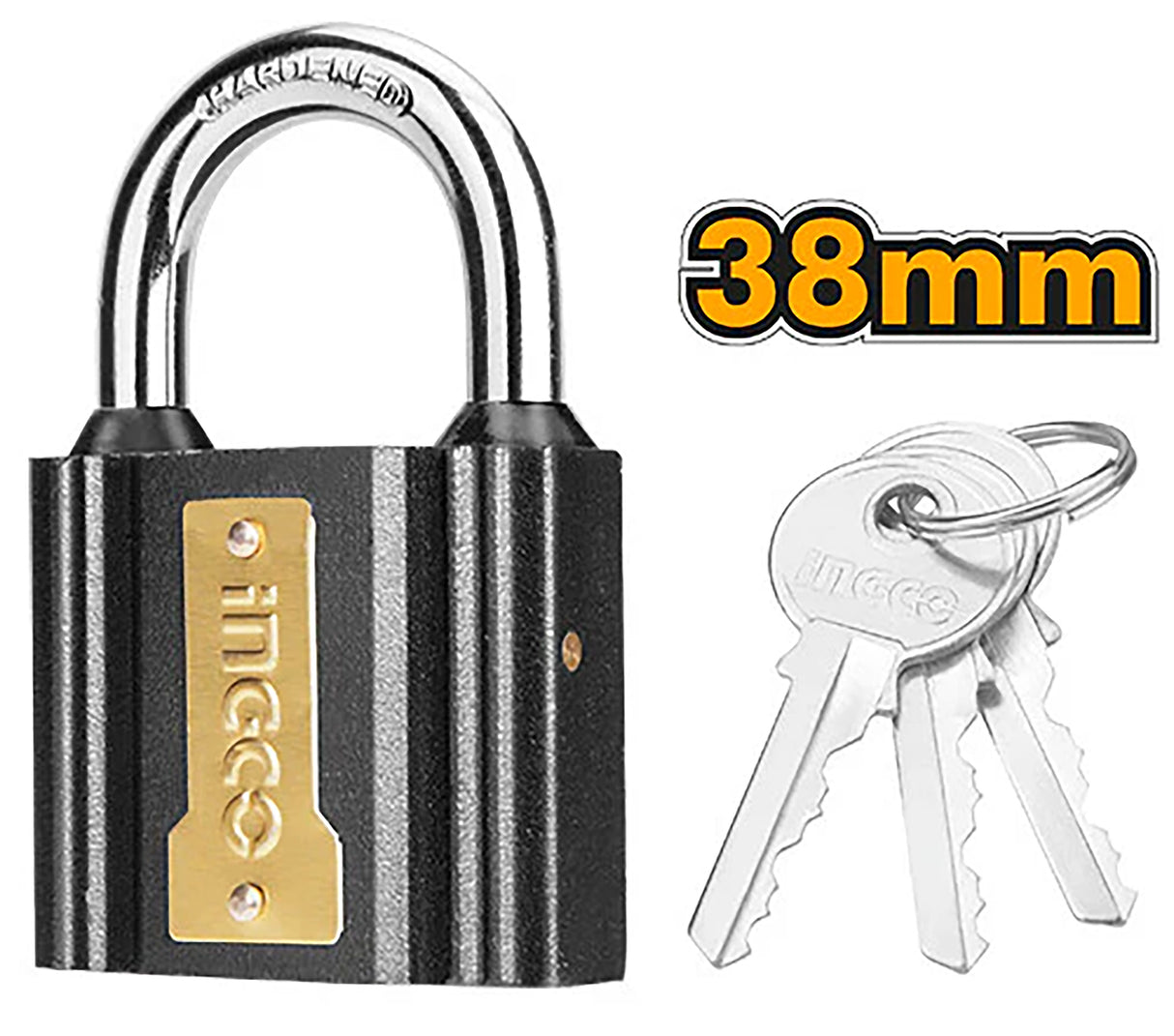 Iron Padlock 32mm to 50mm with Brass Lock Cylinder and 3 Iron Keys ING-HT