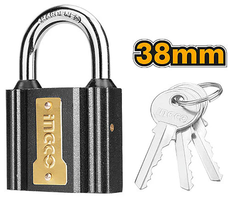 Ingco Iron Padlock 32mm to 50mm with Brass Lock Cylinder and 3 Iron Keys ING-HT