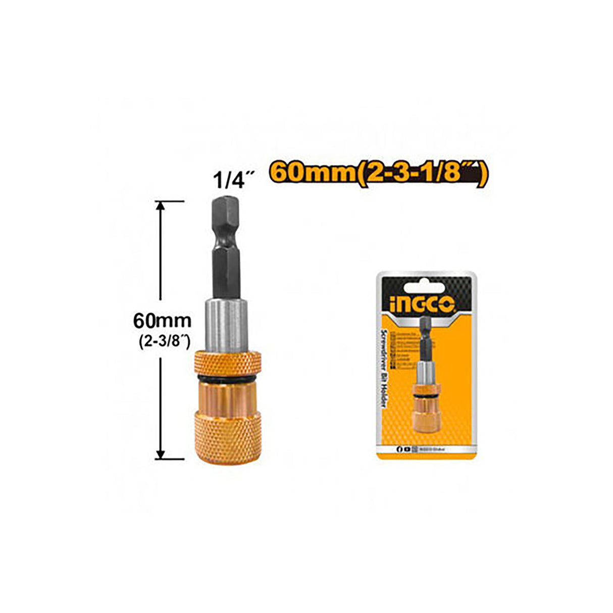 Ingco 60mm(2-3/1/8") Screwdriver Bit Holder w/ Release ABH50608