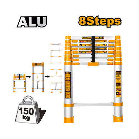 Telescopic Aluminum Ladder 6, 8, 10 Steps HLAD08061 / HLAD08081 / HLAD08101