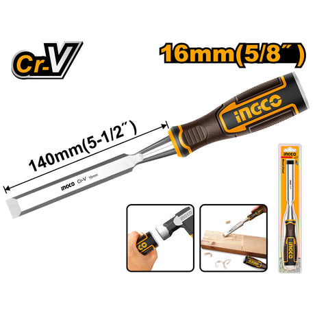 Ingco 16mm Industrial Wood Carving Hand Chisel HWC0816 - Winland Depot