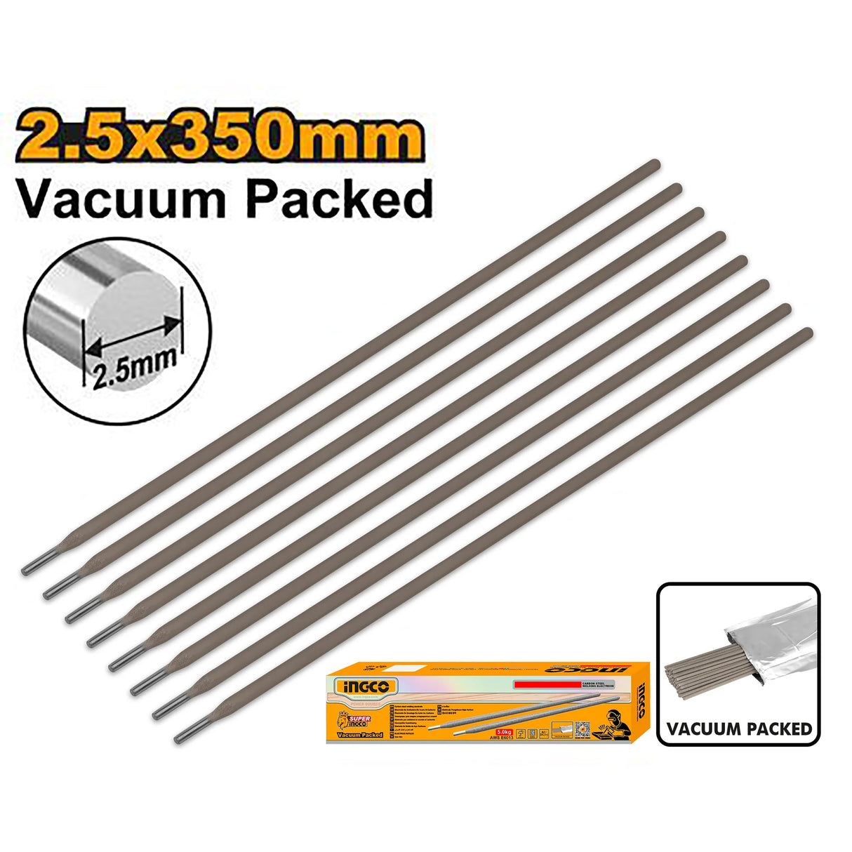 Ingco 5kg Carbon Steel Welding Electrode 2.5x350mm | 3.2×350mm AWS E6013 Welding Rod