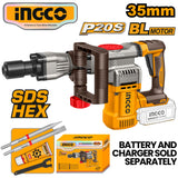 Ingco P20S/20V Lithium-Ion Brushless 35mm Cordless Demolition Breaker CDBLI203582 ING-PT