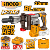 Ingco P20S/20V Lithium-Ion Brushless 35mm Cordless Demolition Breaker CDBLI203582 ING-PT