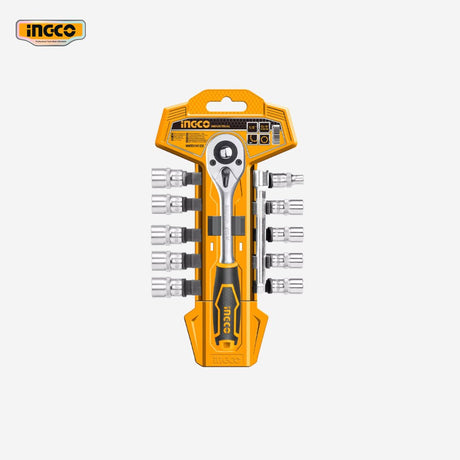 Ingco 12 Pcs 1/4 - Inch Socket Wrench Ratchet Spanner Set HKTS14122 - Winland Depot