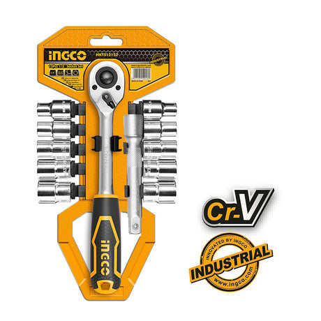 Ingco 12 Pcs 1/4 - Inch Socket Wrench Ratchet Spanner Set HKTS14122 - Winland Depot