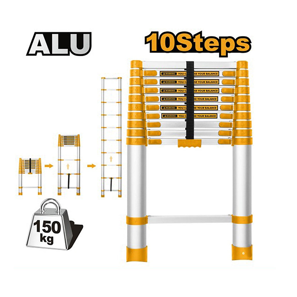 Telescopic Aluminum Ladder 6, 8, 10 Steps HLAD08061 / HLAD08081 / HLAD08101