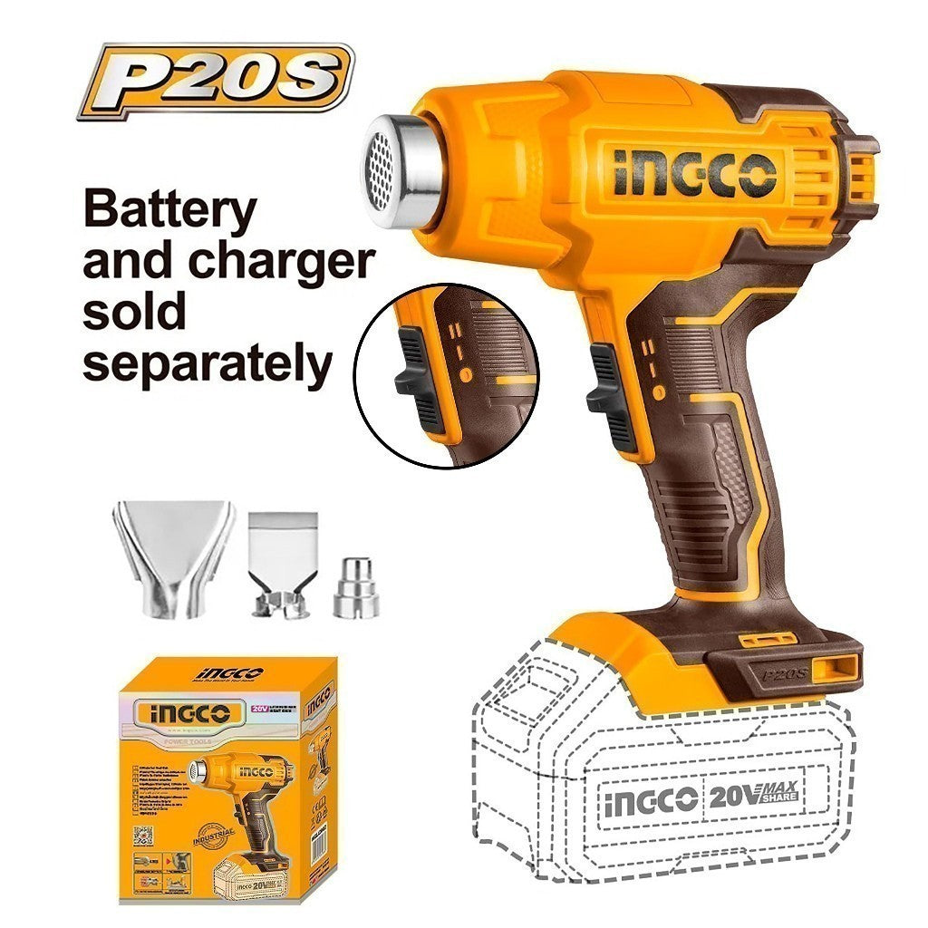 P20S/20V Lithium-Ion Cordless Heat Gun Temperature 300/550°C ING-CT