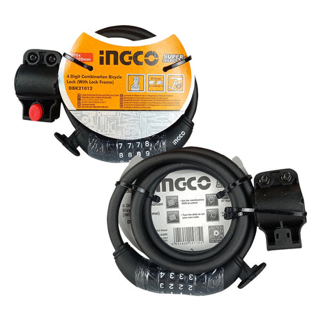 Ingco 4 Digit Combination Bicycle Lock with Lock Frame DBK21012 - Winland Depot