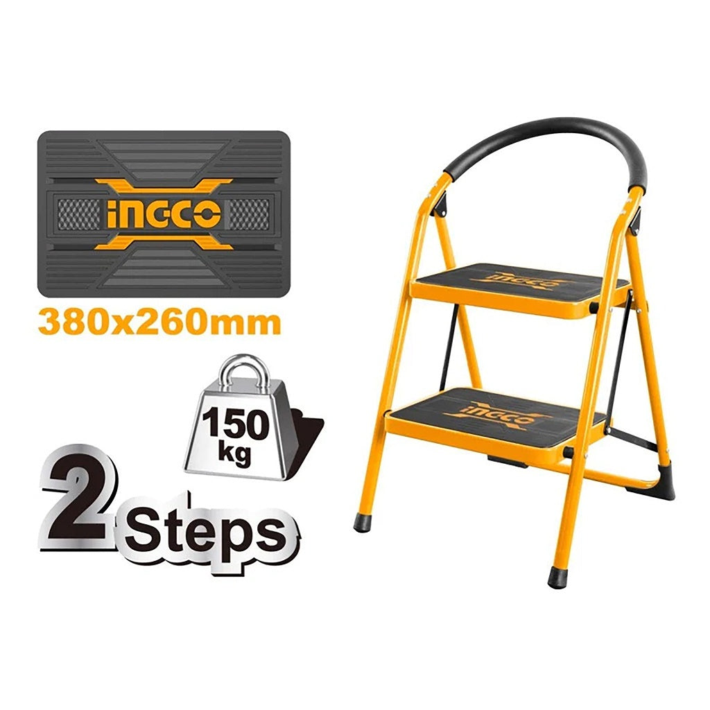 Ingco Non-slip Steps with Wide Platform Steel Tube Ladder HLAD09021 / HLAD09031 / HLAD09041