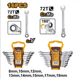 Ingco Set of 16 PCS Ring Ratchet Spanner Set HKSPAR2016 ING-HT