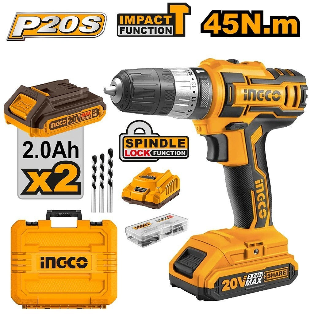 Ingco Ingco P20S 20V Lithium-Ion Cordless Impact Drill CIDLI20031 / CIDLI201452 ING-CT