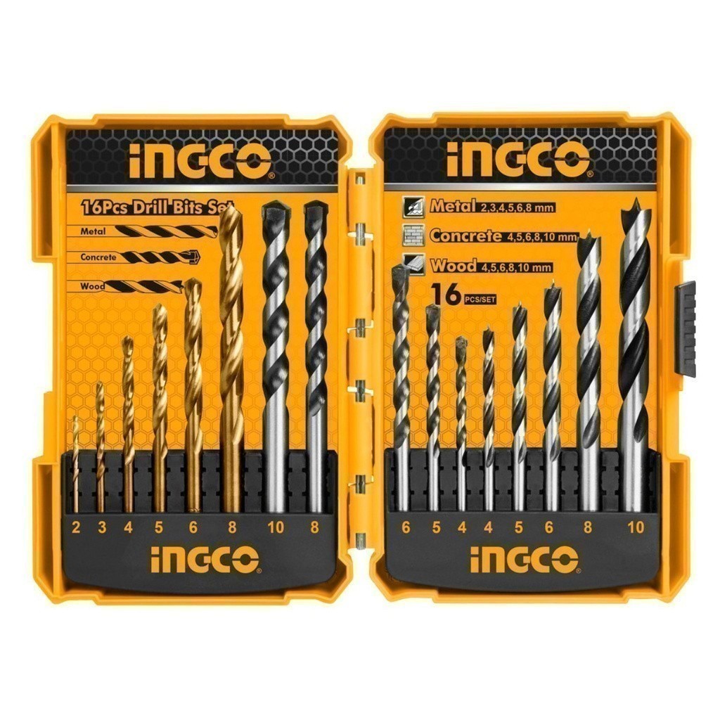 16PCS Drill Bit Set for Metal , Wood and Concrete AKD9165 ING-HT