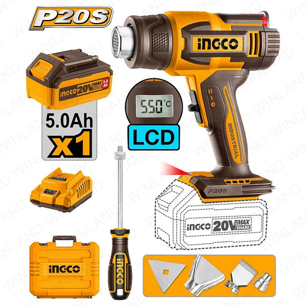 P20S/20V Lithium-Ion Cordless Heat Gun Temperature 30-550°C HGLI20035/HGLI2003 ING-CT