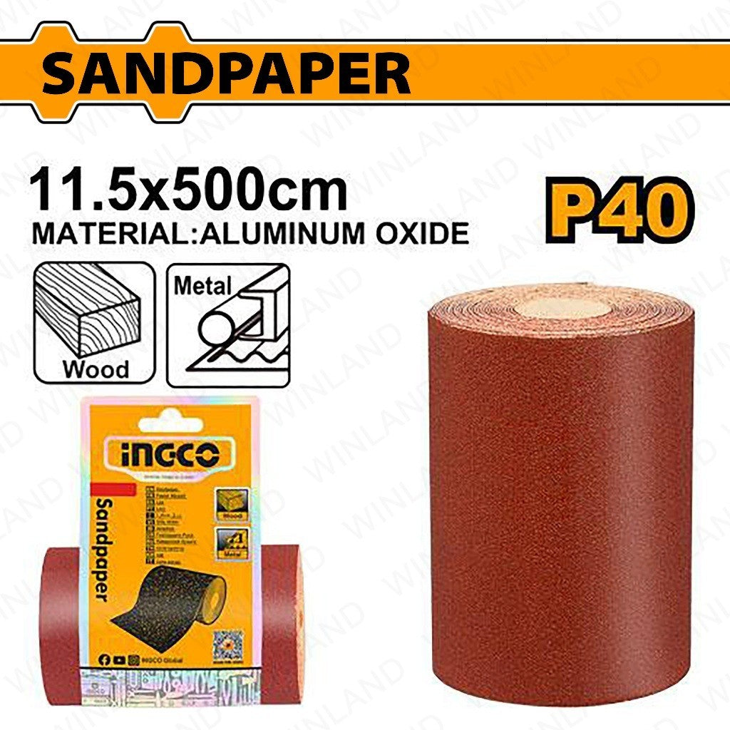 Aluminum Oxide Sandpaper Size: 11.5 x 500cm Grit: 40-240 PER ROLL ING-HT