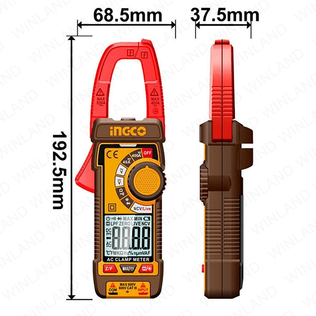 INGCO True RMS 4000-count AC/DC digital clamp meter