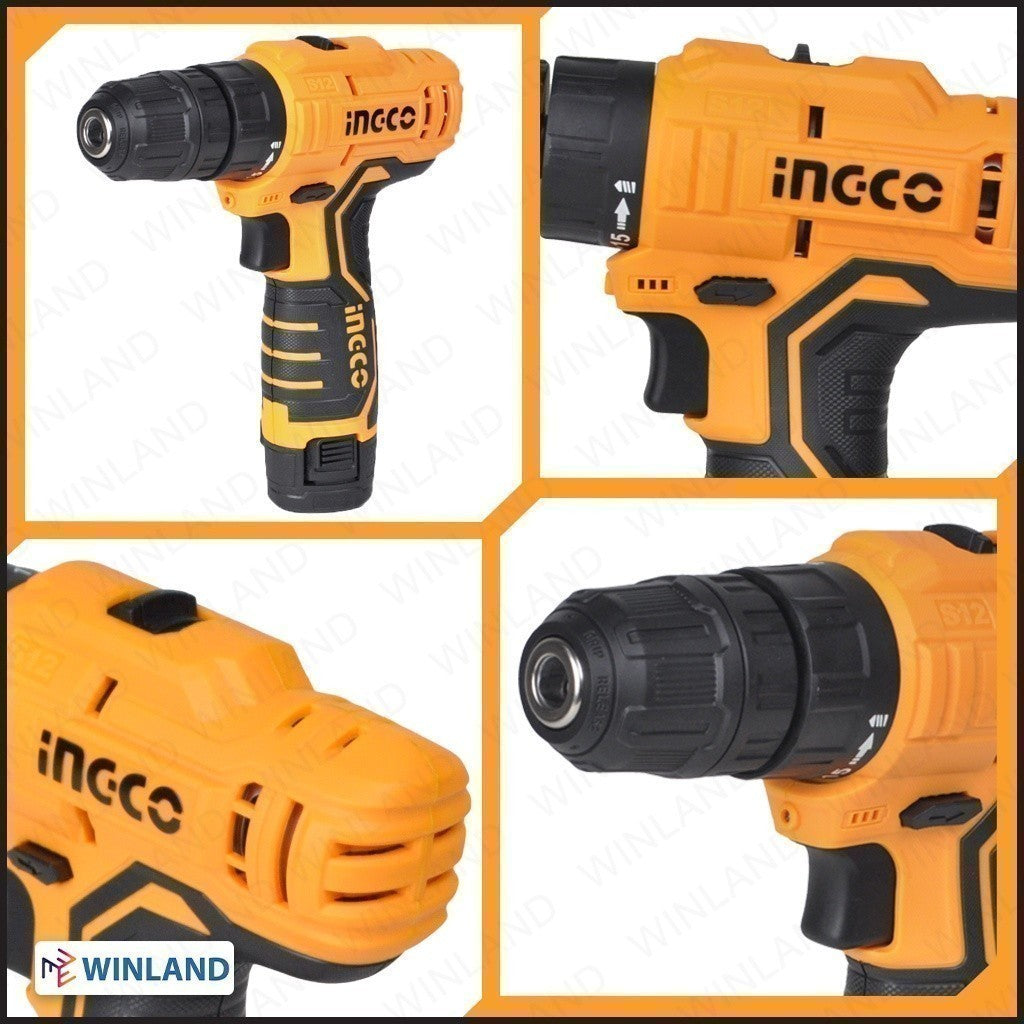 Ingco Lithium-Ion Cordless Drill 12V with 2 Batteries CDLI12325 / CDLI12208 / CDLI12328