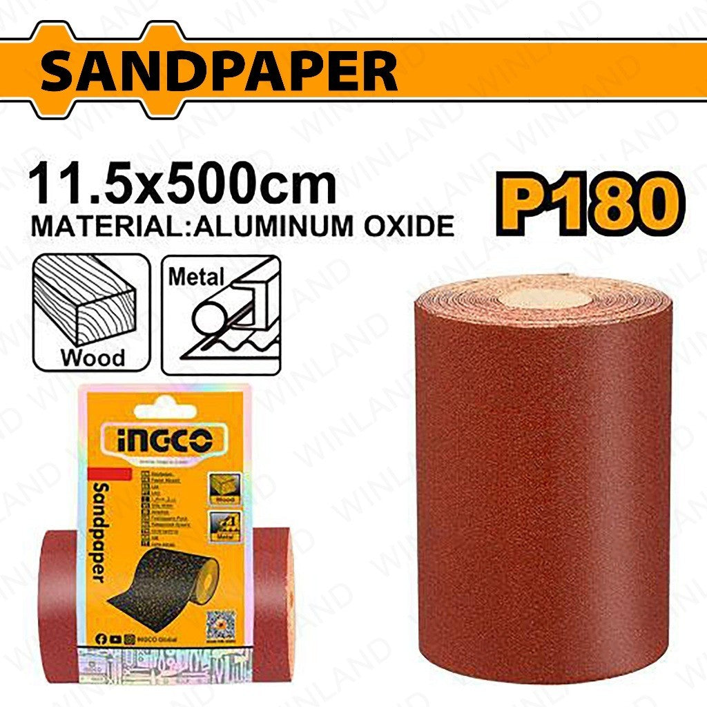 Aluminum Oxide Sandpaper Size: 11.5 x 500cm Grit: 40-240 PER ROLL ING-HT
