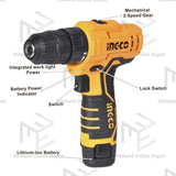 Ingco Lithium-Ion Cordless Drill 12V with 2 Batteries CDLI12325 / CDLI12208 / CDLI12328