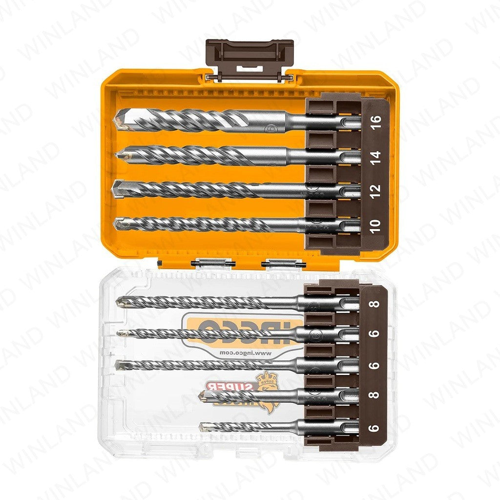 9PCS/Set SDS Plus Hammer Drill Bits Suitable for Cordless Tools AKDL30906 ING-HT