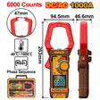 INGCO Digital Clamp Meter AC/DC 6000 Counts True RMS Tester