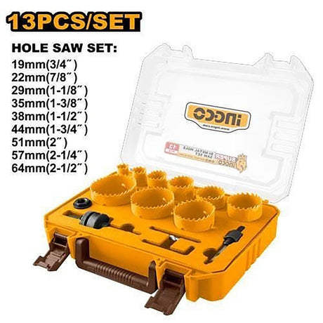 INGCO 13pcs bi-metal hole saw kit with case AKH0132