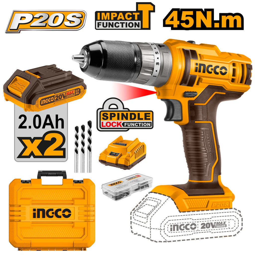 P20S 20V Lithium-Ion Cordless Impact Drill CIDLI20031 / CIDLI201452 ING-CT