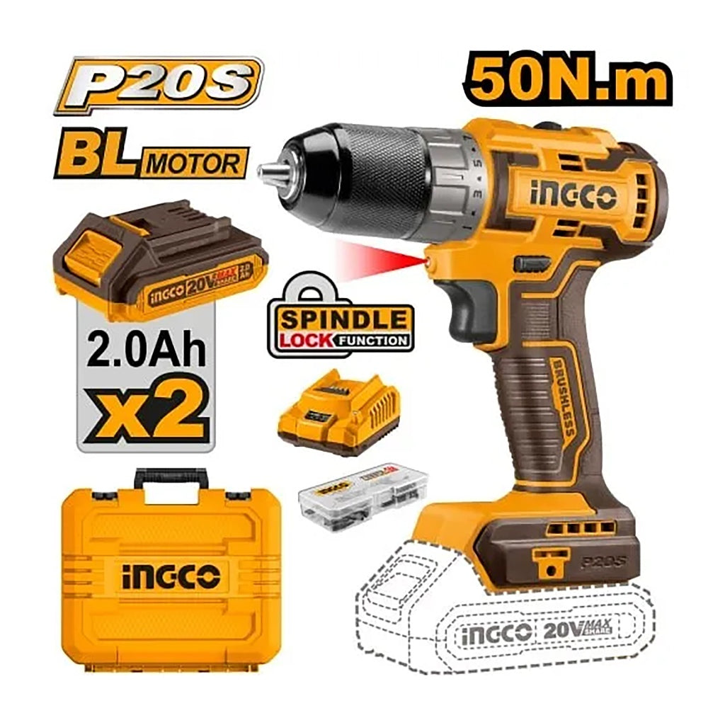 Ingco P20S 20V Lithium-Ion Cordless Brushless Impact Drill CIDLI20508