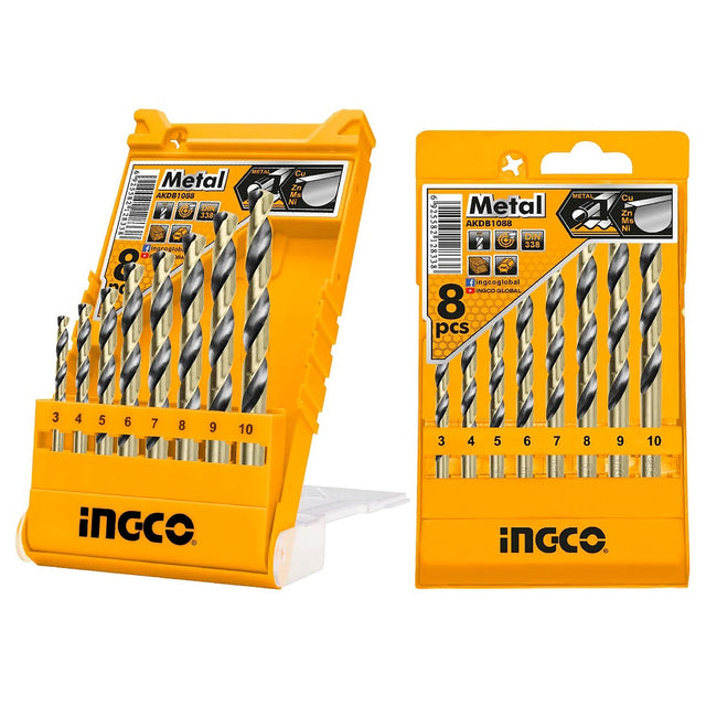 Ingco 8 Pcs HSS Twist Drill Bits AKDB1088 - Winland Depot