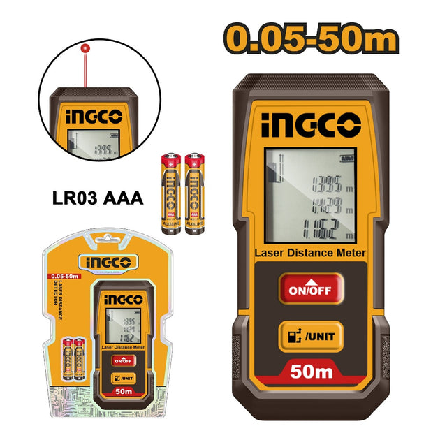 INGCO HLDD0508 laser distance detector, 0.05–50m measuring range