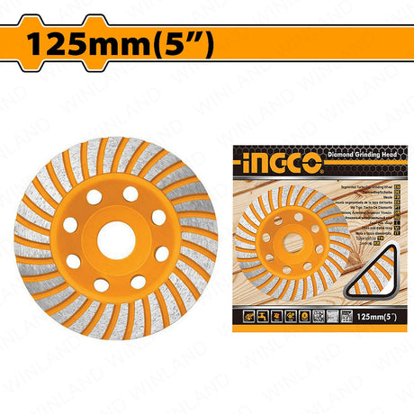 INGCO 125mm (5”) Diamond Cup Grinding Wheel Disc – Single (CGW011251)