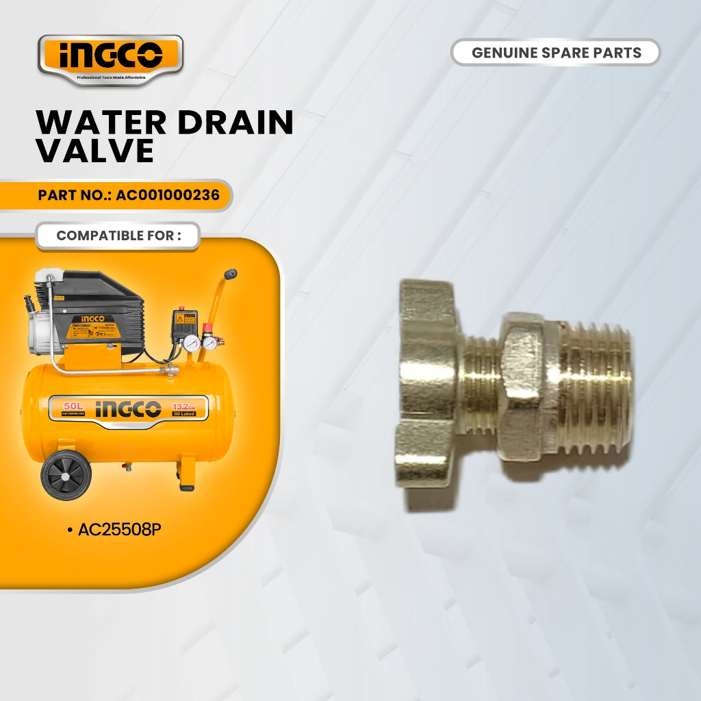 INGCO AC001000236 Water Drain Valve for AC25508P Air Compressor 1.8kW (2.5HP) ING-SP