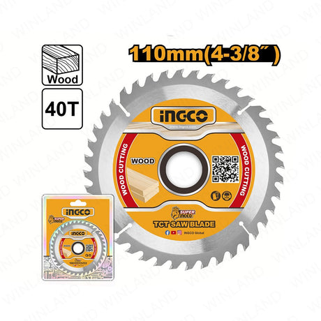 INGCO TCT Wood Saw Cutting Disc Blade 110mm 40T Arbor 20mm (TSB111015)