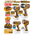 INGCO COSLI241293 20V lithium-ion 4-piece combo kit with cordless impact wrench