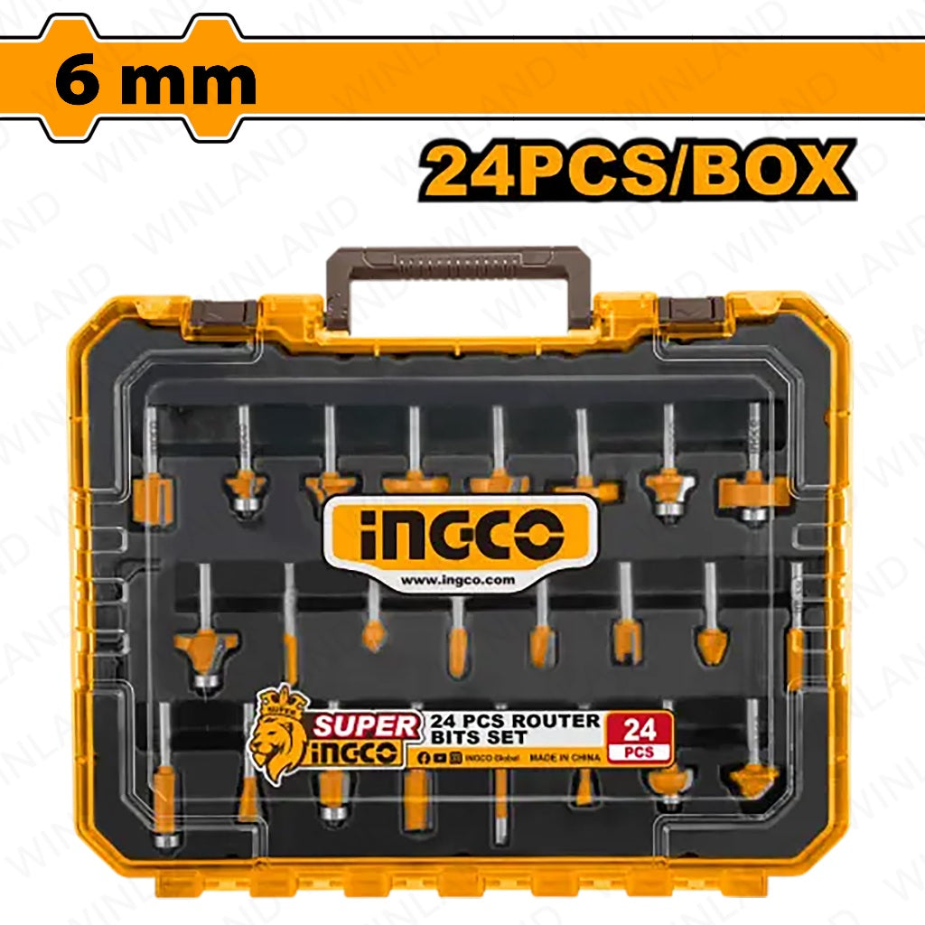 Ingco 24PCS/SET 1/2inches-1/4inches Router Bits Set Shank for Wood ING-HT