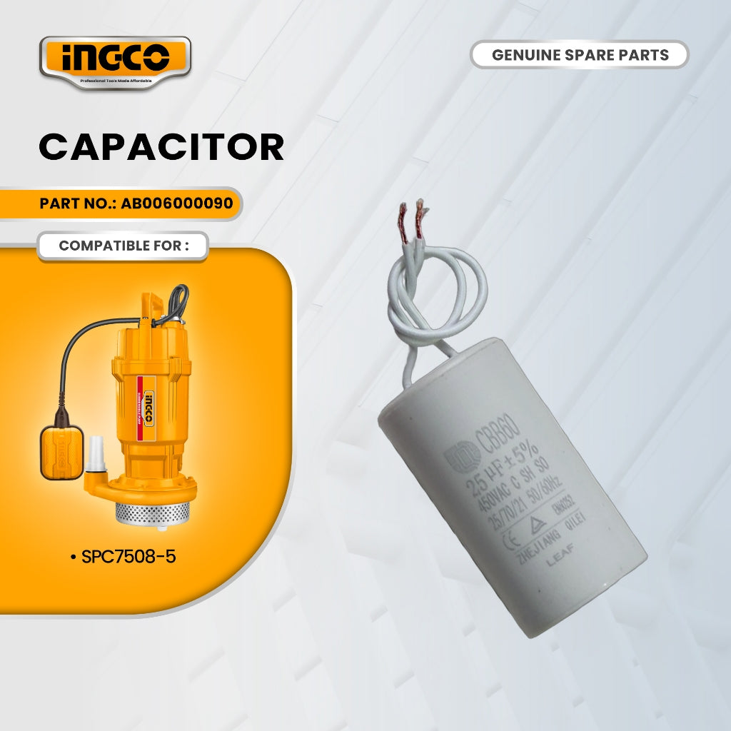 INGCO AB006000090 Capacitor for SPC7508-5 Submirsible Pump 750W(1.0HP) ING-SP