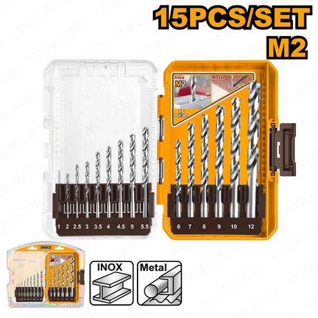 INGCO 15pcs M2 HSS Drill Bit Set (AKDL51508)