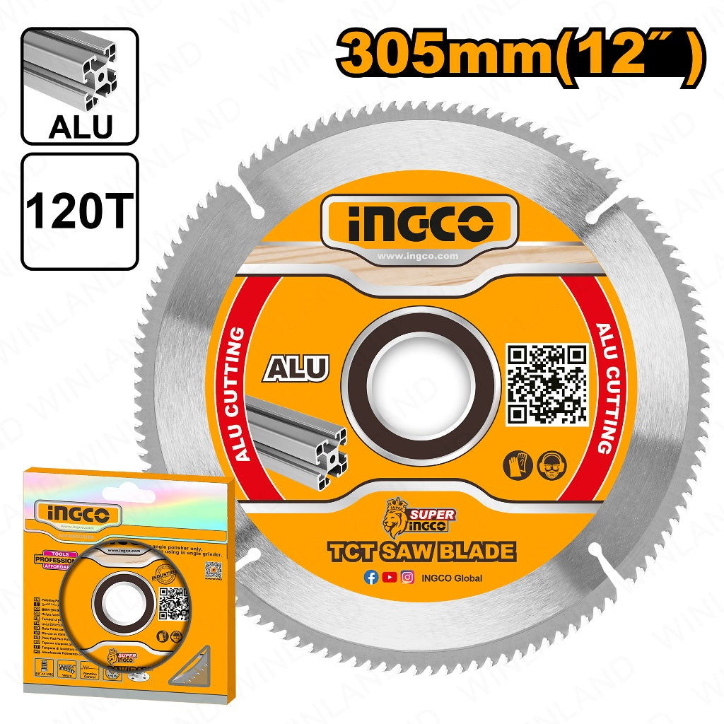 Ingco by Winland TCT Aluminum Saw Cutting Disc Blade 12in (305mm) 120T, Arbor:30mm TSB3305212 ING-HT