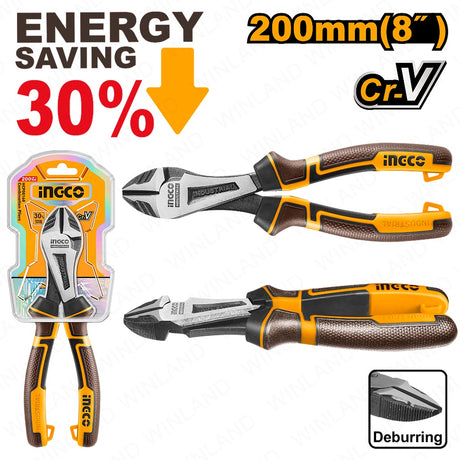 INGCO 8” (200mm) CR-V Heavy Duty Diagonal Cutting Pliers (HHHDCP28200)