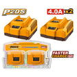 INGCO COSLI250388 20V lithium-ion 4Ah fast charger kit