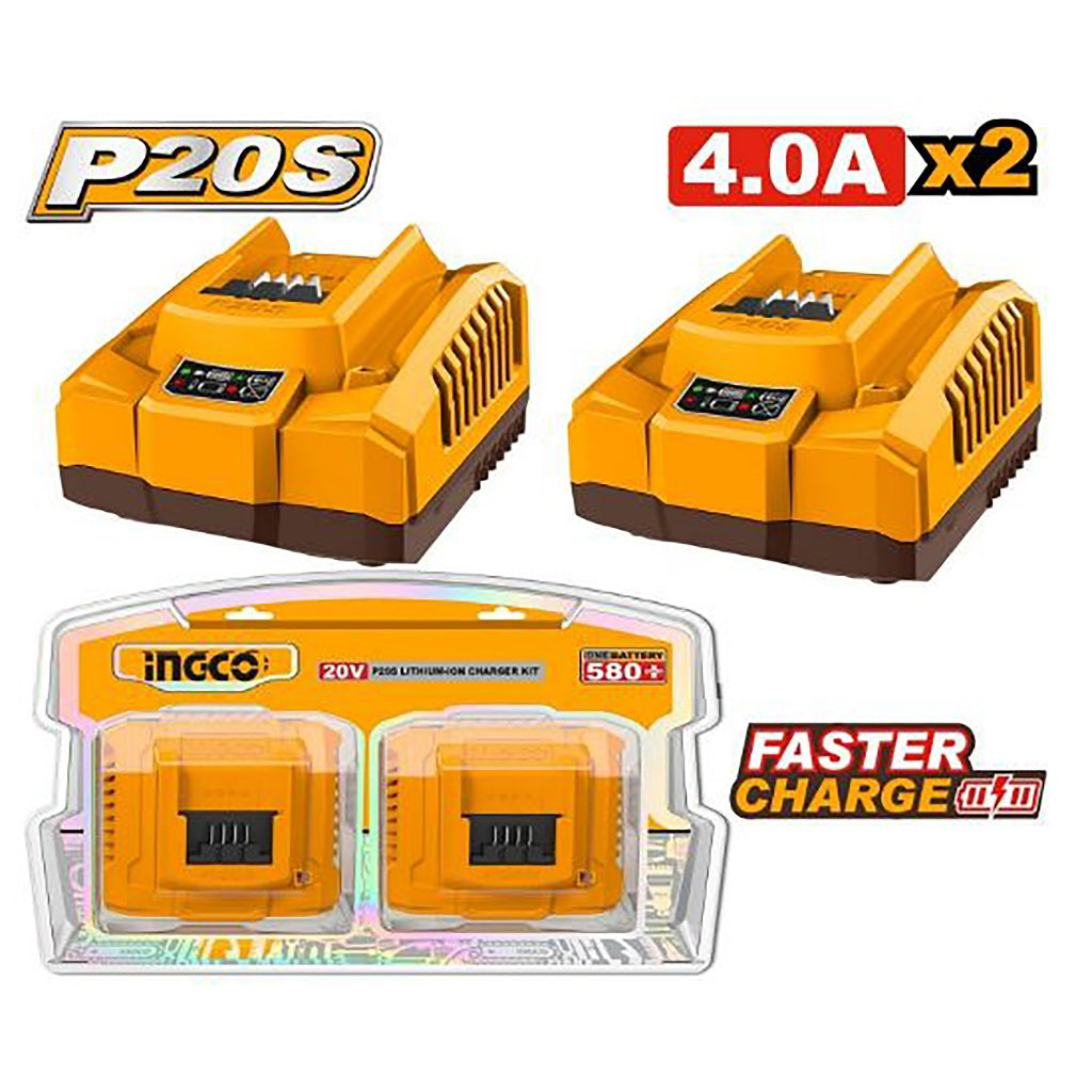 INGCO COSLI250388 20V lithium-ion 4Ah fast charger kit