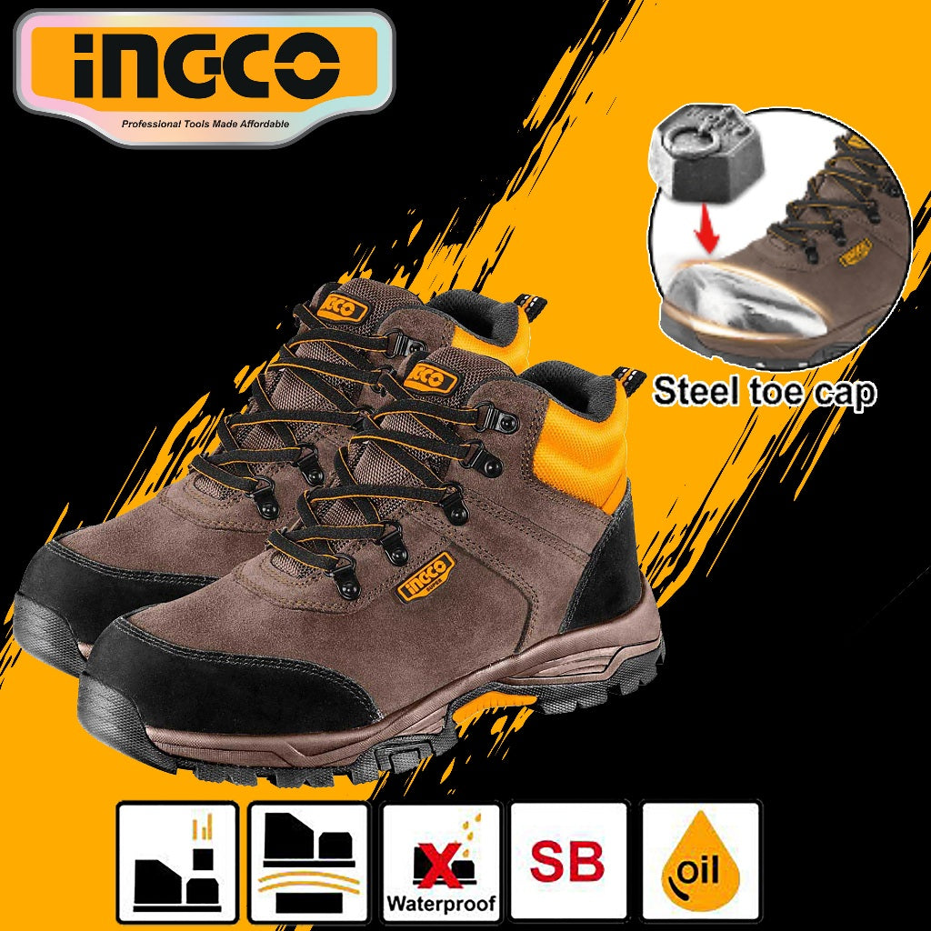 INGCO SSH11SB.45 safety boots, SB class leather with EVA rubber sole, oil resistant