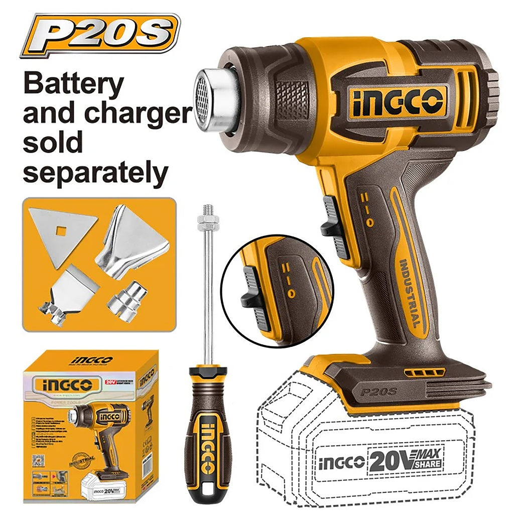 P20S/20V Lithium-Ion Cordless Heat Gun Temperature 300-550°C ING-CT