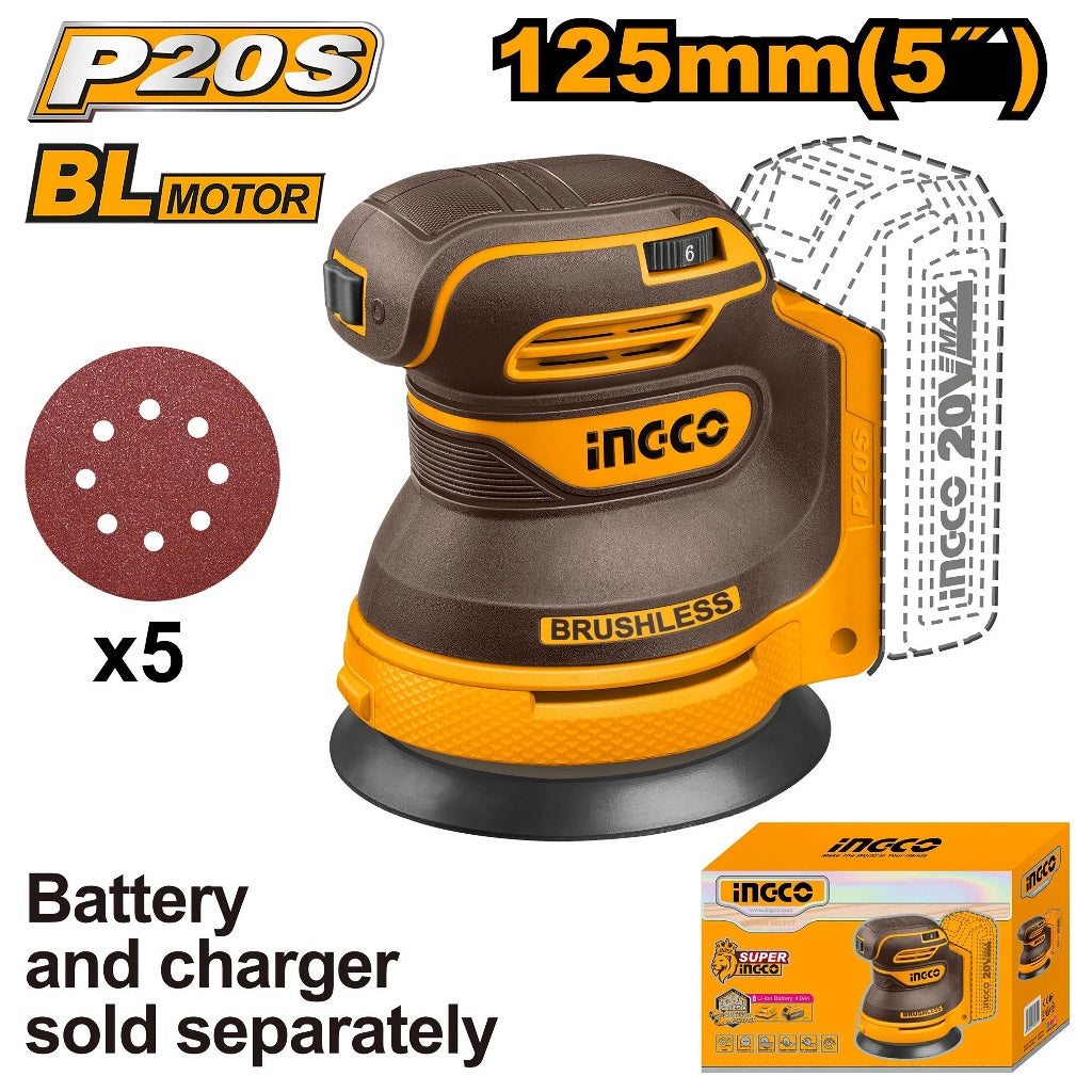 P20S/20V Lithium-Ion 125mm(5") Cordless Random Orbit Sander ING-CT