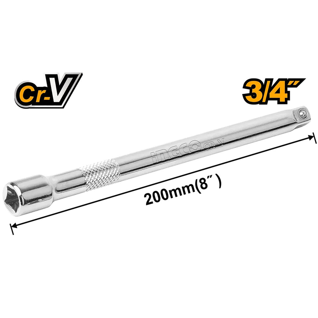 INGCO HEB34081 3/4-inch extension bar, 200mm chrome-plated CR-V steel